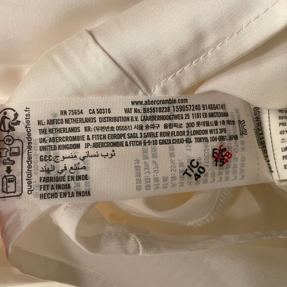 Abercrombie & Fitch XS Petite Camille Dress | Ivory Satin, Smocked Back, Bridal - Picture 10 of 14